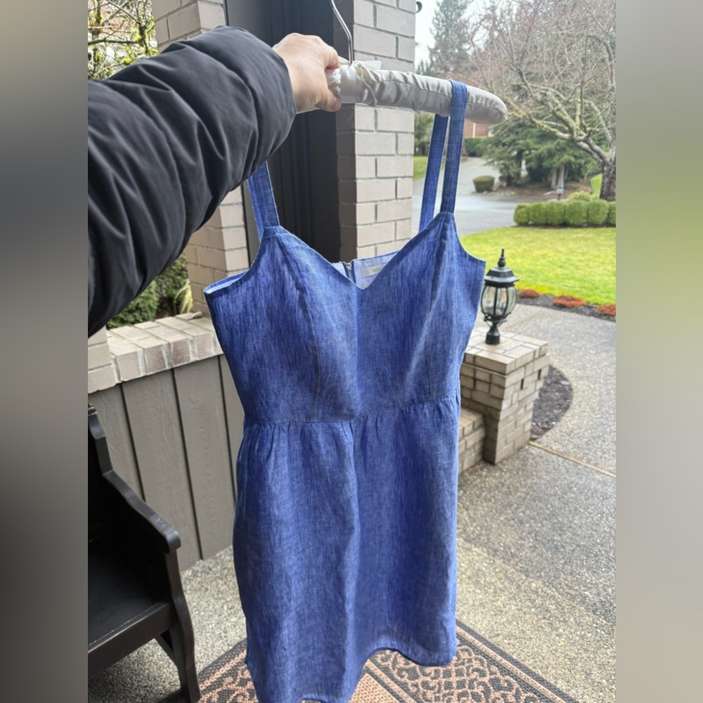 Cynthia Rowley blue linen dress, size Small - Picture 3 of 6